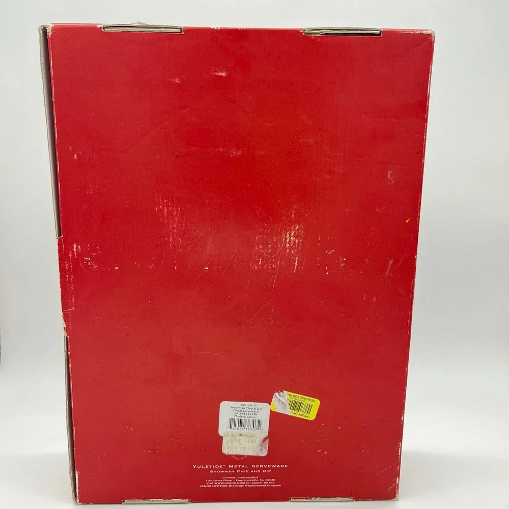 Lenox Yuletide Metal Snowman Chip Dip Server‎ Holiday Serving Platter Open Box
